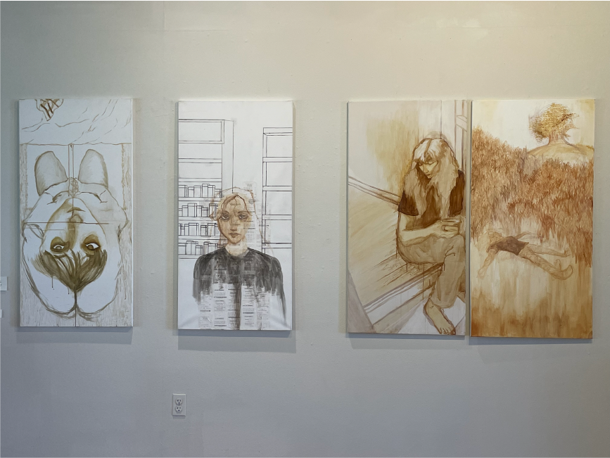 This displays all 7 paintings of my series Grief.