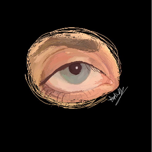 This is a blue eyed person. It's a sketch done digitally, it just shows the eye.